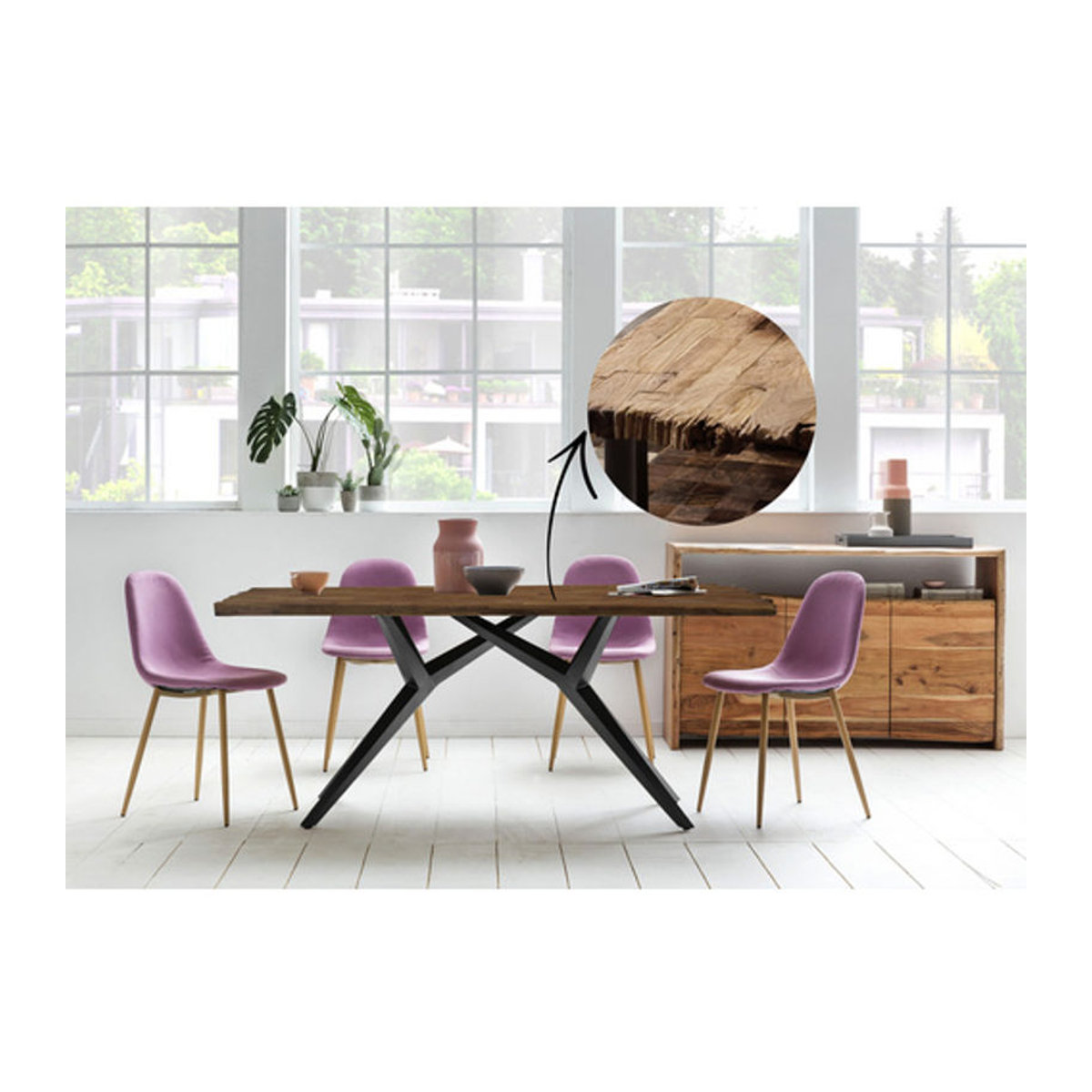 TABLES & CO Esstisch aus Teakholz und Metall in Braun, Rechteckig, H x T: 73,5 x 100 cm - Bild 1