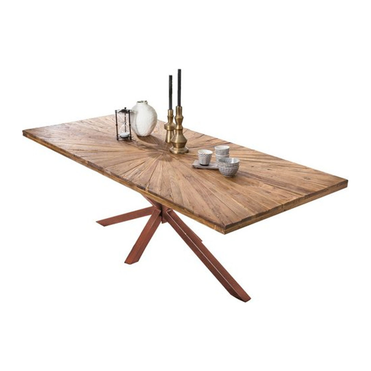 TABLES & CO SIT Tisch aus Teakholz und Metall in Braun im Industrial Design, H x T: 79 x 100 cm - Bild 1