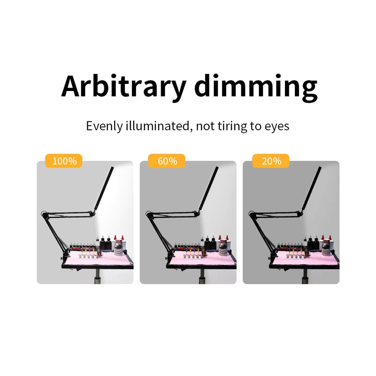 TAIDU Tattoo LED-Arbeitsleuchte aus Stahl in Schwarz mit verstellbarem Winkel und tragbarer Klammer, 12W - Bild 3