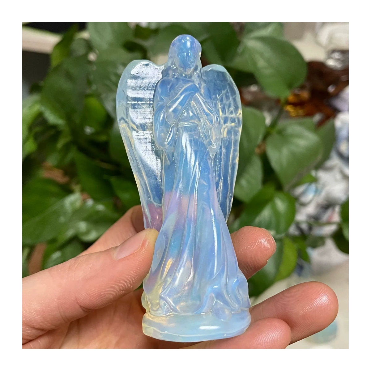 TAIHESJ Engel Statue aus natürlichem Albumin Stein in Blau, handges - Bild 3