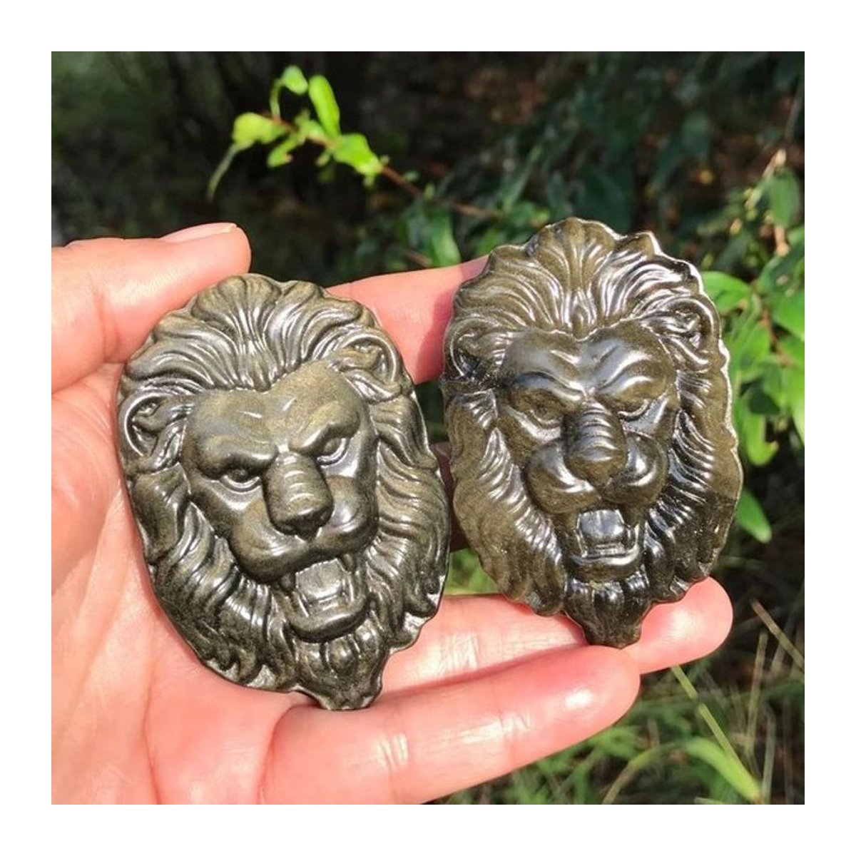 TAIHESJ Gold Obsidian Löwen-Statue aus natürlichem Quarz zur Dekoration in Gold, Beige und Schwarz - Bild 1