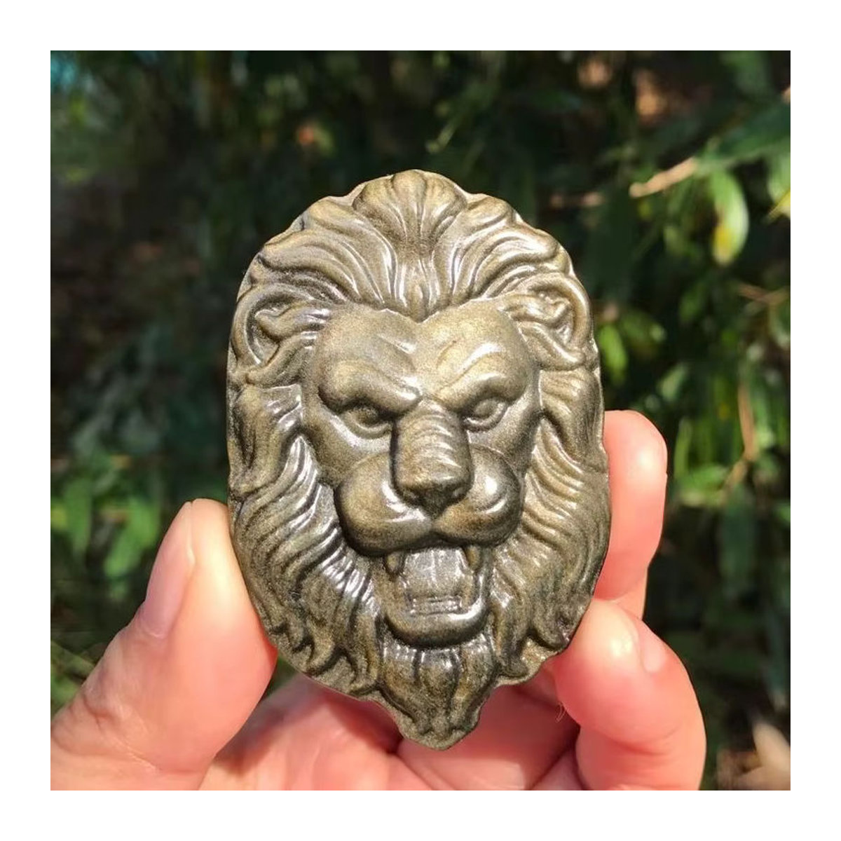 TAIHESJ Gold Obsidian Löwen-Statue aus natürlichem Quarz zur Dekoration in Gold, Beige und Schwarz - Bild 5