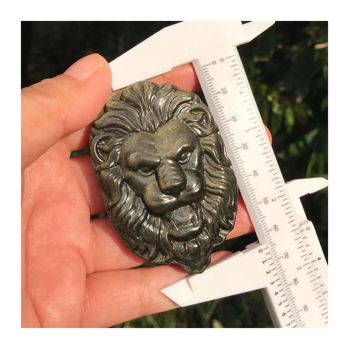 TAIHESJ Gold Obsidian Löwen-Statue aus natürlichem Quarz zur Dekoration in Gold, Beige und Schwarz - Bild 6