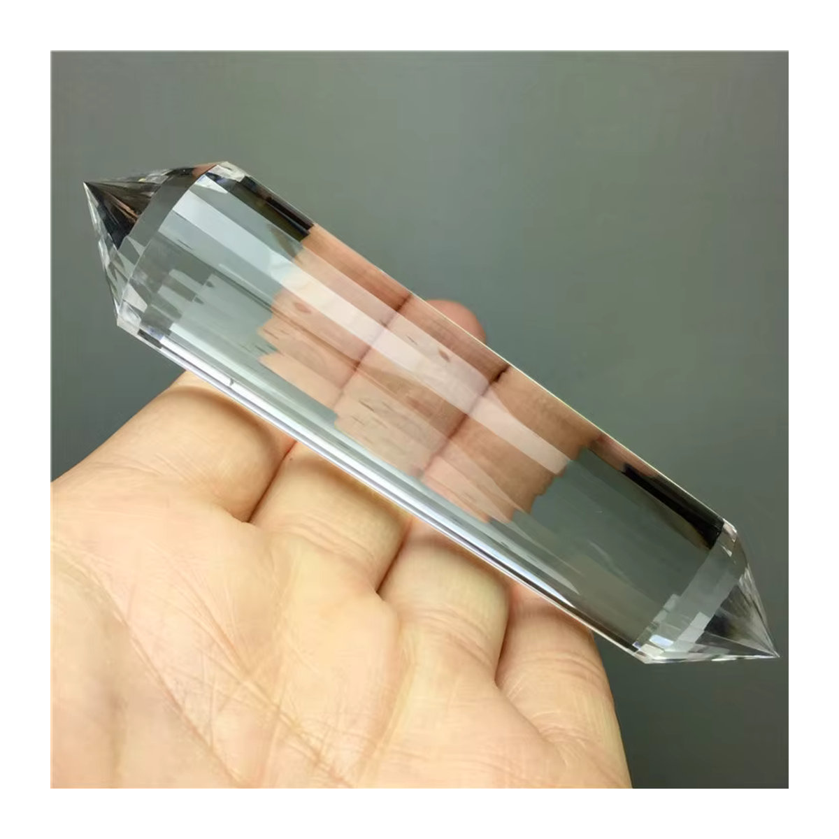 TAIHESJ Natürlicher weißer Kristall mit 24 Seiten, seltener doppelter mineralisierter Kristall für Reiki und Spiritualität, transparent, Höhe: 11 cm - Bild 2