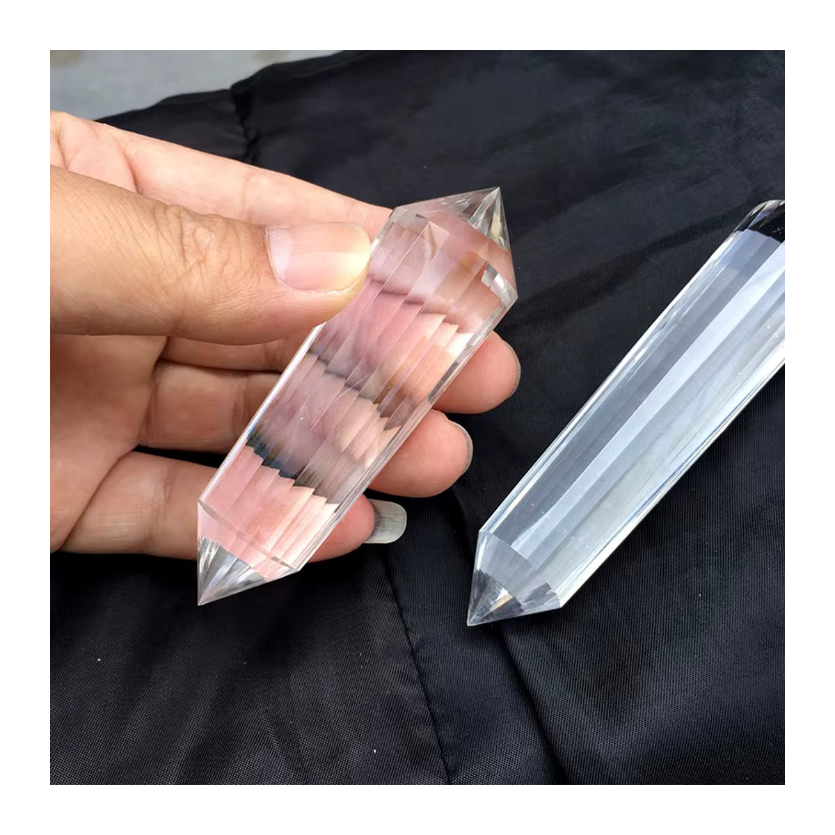 TAIHESJ Natürlicher weißer Kristall mit 24 Seiten, seltener doppelter mineralisierter Kristall für Reiki und Spiritualität, transparent, Höhe: 11 cm - Bild 4