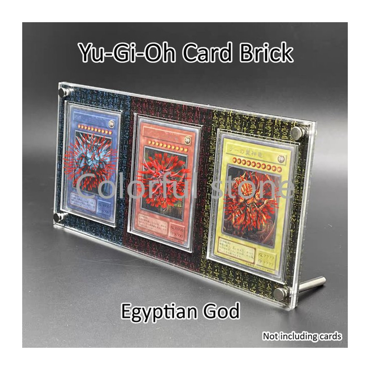TAKARA TOMY Yu Gi Oh Obelisk der Tormentor Acryl-Display mit altägyptischem Skript-Hintergrund, Multicolor - Bild 1