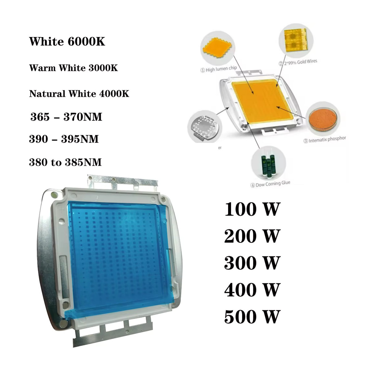 TAKEY LED COB UV Lampe Lila UV Chip mit Wellenlängen von 390nm bis 430nm - Bild 2