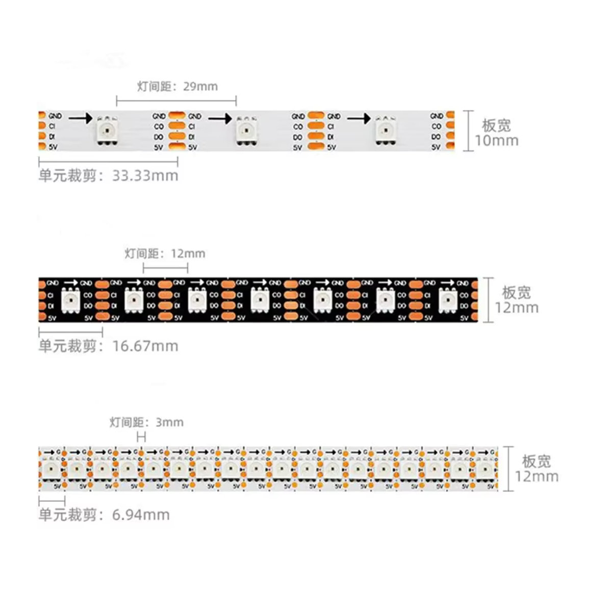 TAKEY RGB LED-Streifen High Density APA107 APA102 Upgrade-Version HD107S Schnell PWM 30/60/144 Pixel DC5V in Schwarz oder Weiß - Bild 5