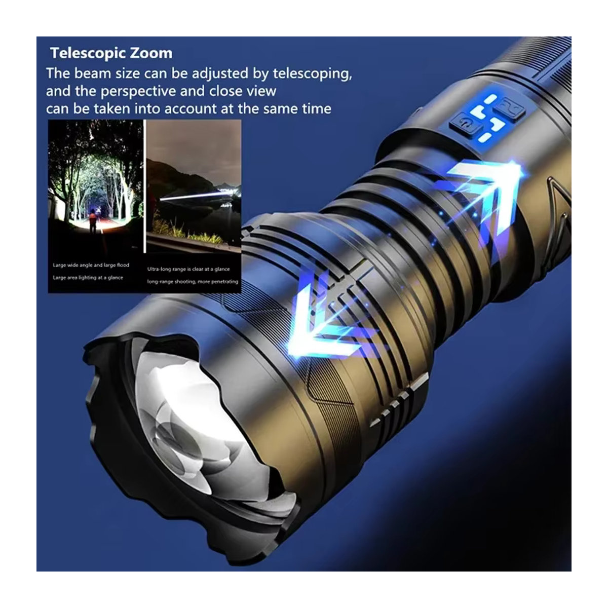 Taktische Hochleistungs-LED-Taschenlampe mit großer Reichweite und wiederaufladbarem Akku für den Außenbereich - Bild 3