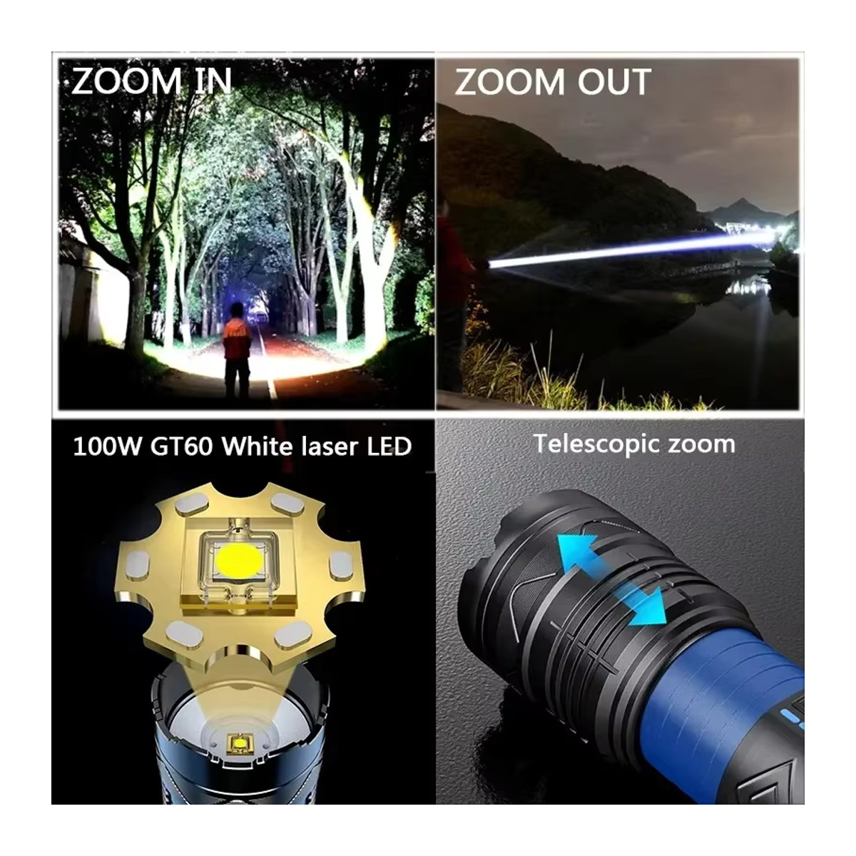 Taktische Hochleistungs-LED-Taschenlampe mit großer Reichweite und wiederaufladbarem Akku für den Außenbereich - Bild 6