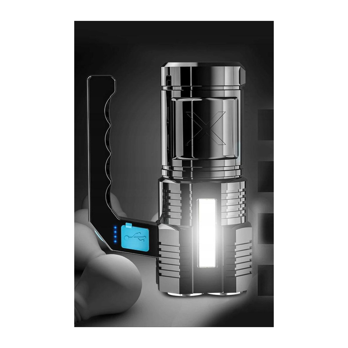 Taktische LED-Taschenlampe von Posida, wiederaufladbar und leistungsstark - Bild 2