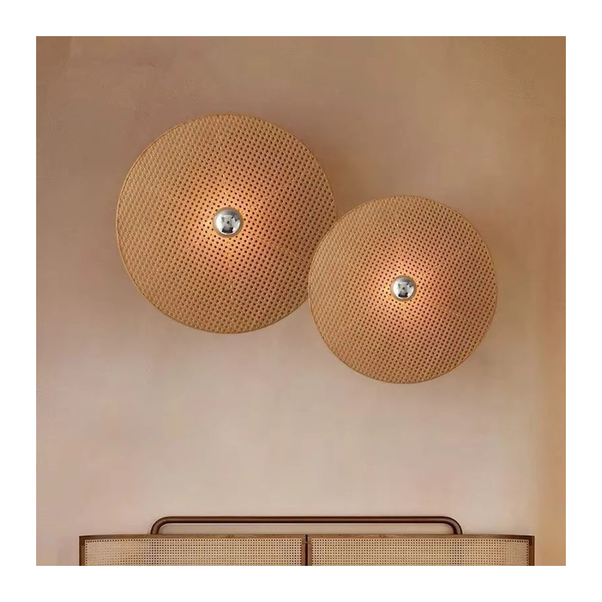 Tan Wandlampe von Aromas Del Campo in Beige, handgefertigte japanische Bambus- und Rattanlampe im klassischen Bohemian-Stil für dein Zuhause, Restaurant oder Schlafzimmer - Bild 2