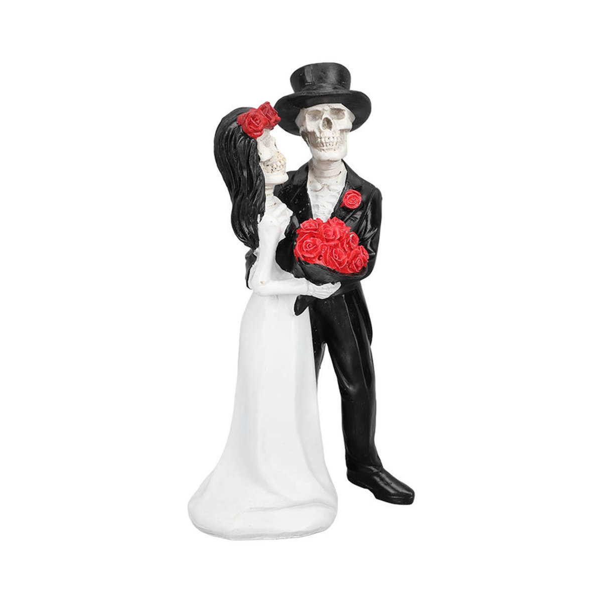 Tanzendes Skelettpaar als Hochzeitsfiguren von OutsideWorld in Schwarz und Weiß aus Kunstharz für Halloween und romantische Anlässe - Bild 3