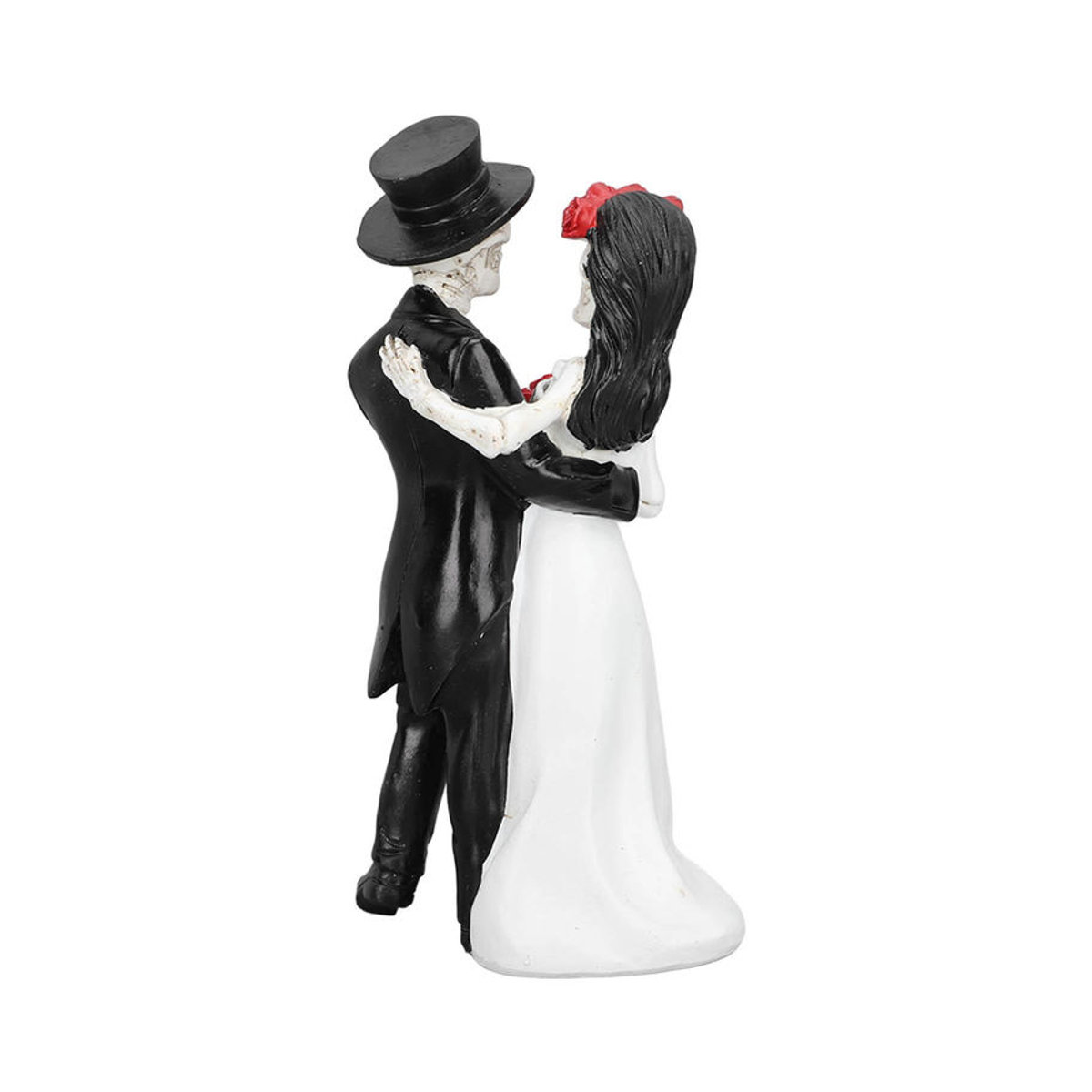 Tanzendes Skelettpaar als Hochzeitsfiguren von OutsideWorld in Schwarz und Weiß aus Kunstharz für Halloween und romantische Anlässe - Bild 4