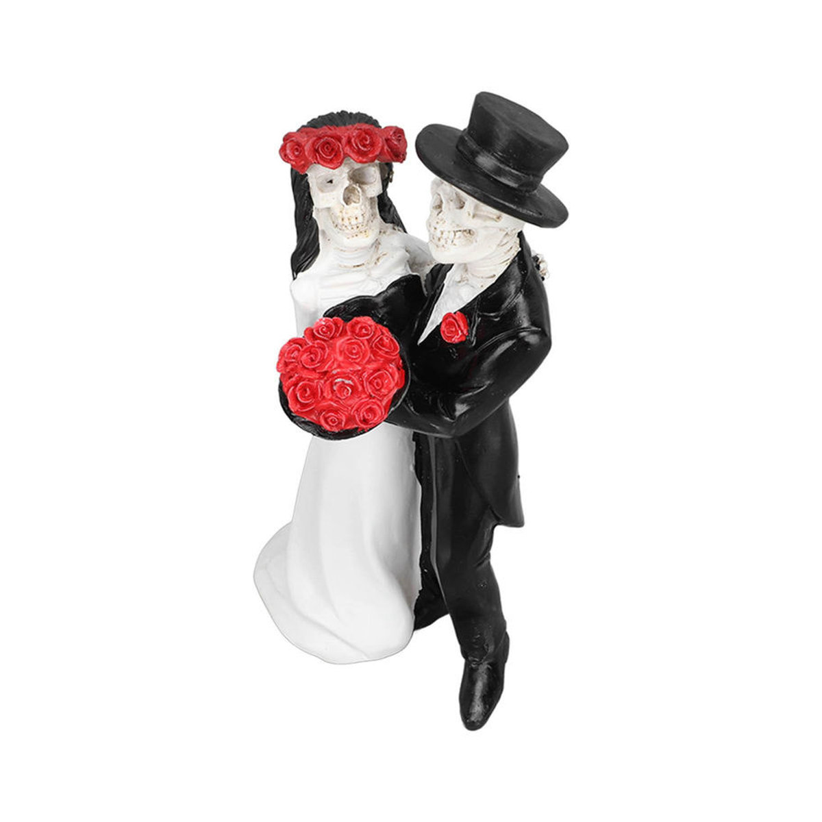 Tanzendes Skelettpaar als Hochzeitsfiguren von OutsideWorld in Schwarz und Weiß aus Kunstharz für Halloween und romantische Anlässe - Bild 6