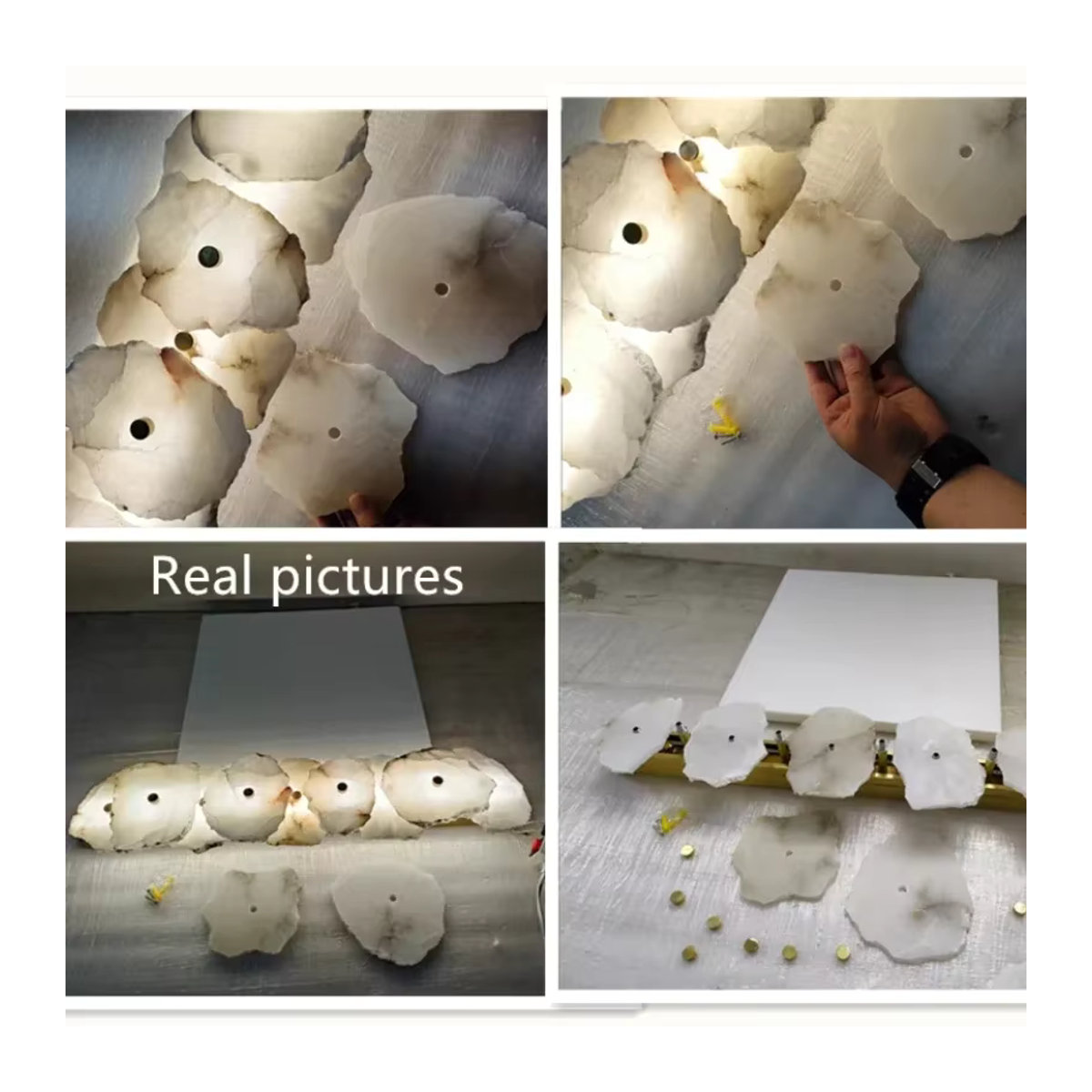 TAONUANSHU Moderne LED Wandleuchte aus Marmor in unregelmäßiger Steinoptik für Wohnzimmer und Schlafzimmer - Bild 3