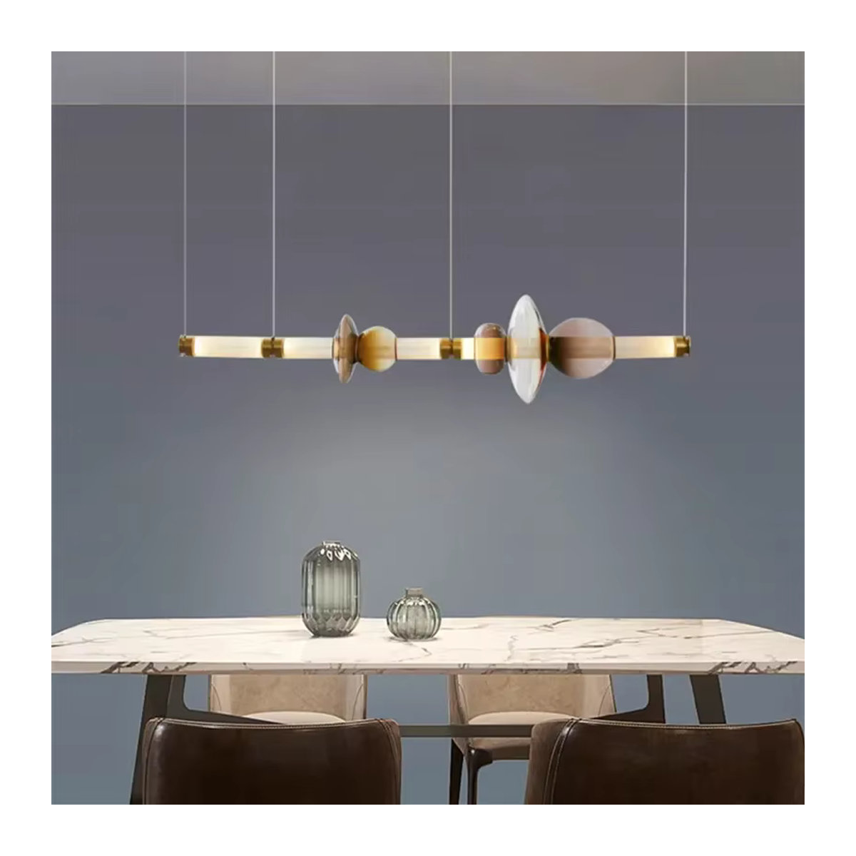 TAONUANSHU Scott Luna Kronleuchter aus Glas mit LED-Licht in Weiß im modernen Retro-Design - Bild 2