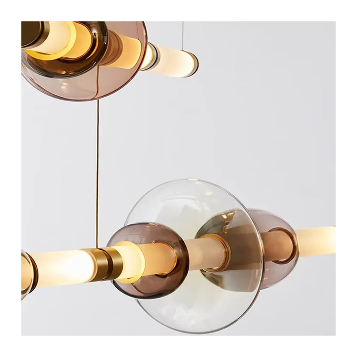TAONUANSHU Scott Luna Kronleuchter aus Glas mit LED-Licht in Weiß im modernen Retro-Design - Bild 3