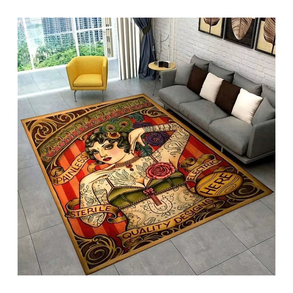 Tattoo-Studio-Teppich mit mystischem Hexerei-Design für Wohnzimmer und Dekoration - Bild 2