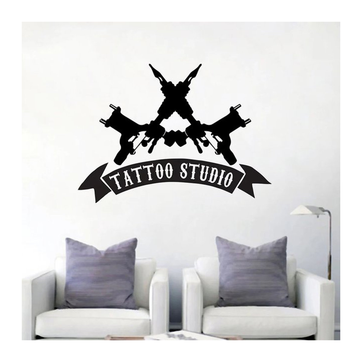 Tattoo Studio Wandtattoo Logo Aufkleber aus Vinyl in Schwarz für Fenster und Türen - Bild 1