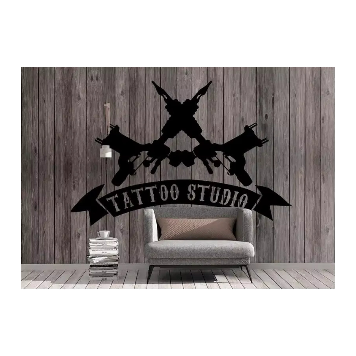 Tattoo Studio Wandtattoo Logo Aufkleber aus Vinyl in Schwarz für Fenster und Türen - Bild 2