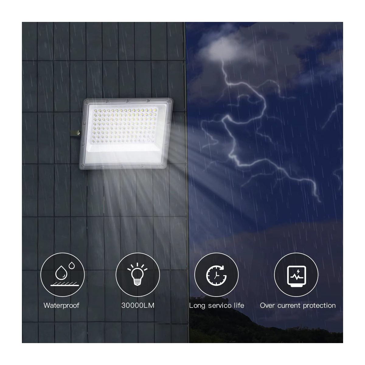 Tayire LED Außenstrahler 400W IP65 Wasserdicht Kaltweiß Silber - Bild 3