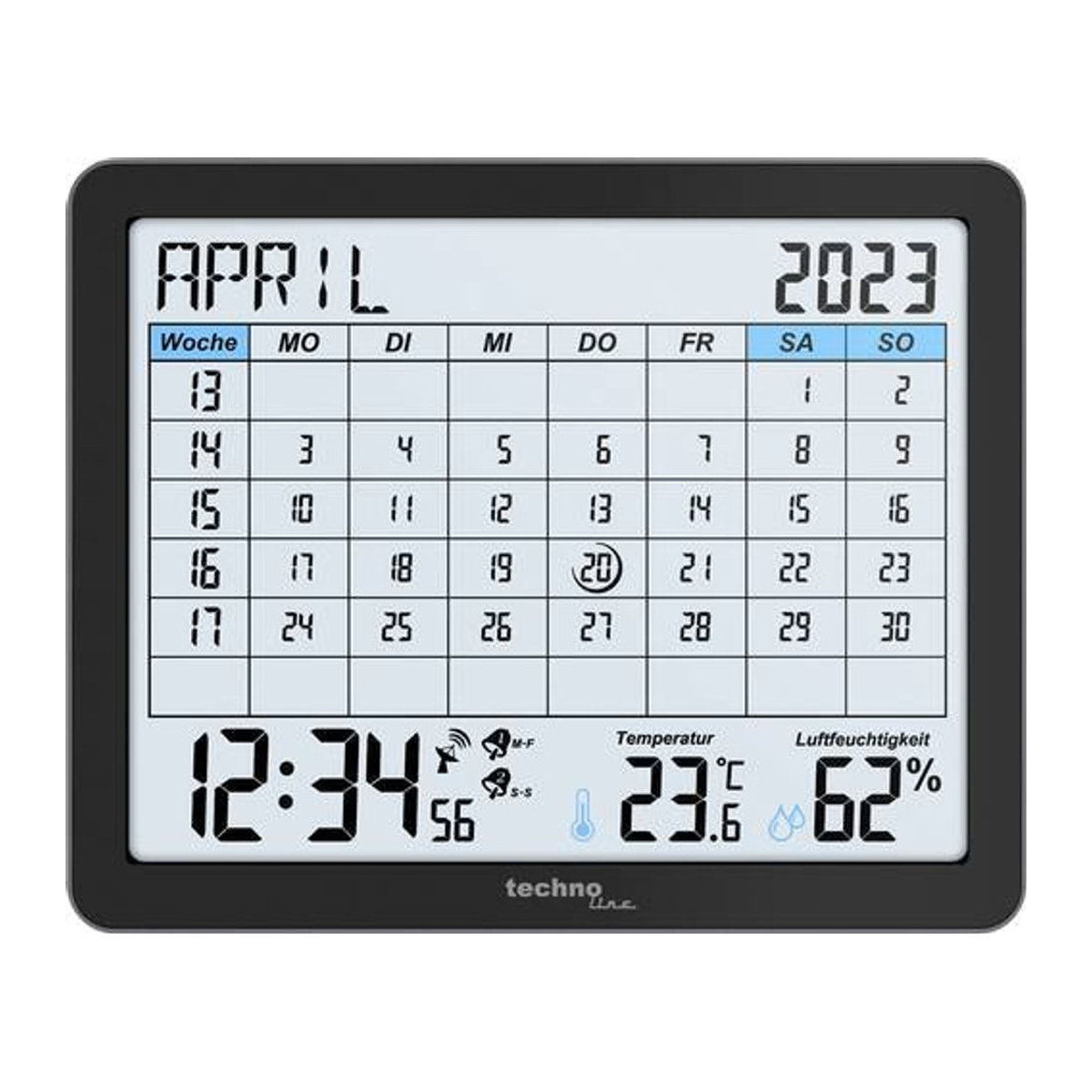 Technoline WT2600 Funk Kalender in Schwarz mit Alarmfunktionen - Bild 1