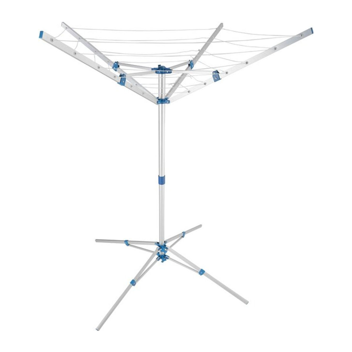 tectake Mobile Wäschespinne aus Aluminium, wetterfest, drehbar und stufenlos höhenverstellbar, H x B x T: 160 x 102 x 102 cm - Bild 1