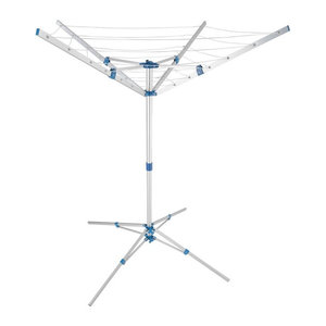tectake Mobile Wäschespinne aus Aluminium, wetterfest, drehbar und stufenlos höhenverstellbar, H x B x T: 160 x 102 x 102 cm