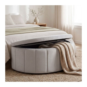 tectake Sitztruhe Polsterbank in Grau mit Samt oder Bouclé und Gasdruckfedersystem, B/T/H: 108 x 48 x 38,5 cm