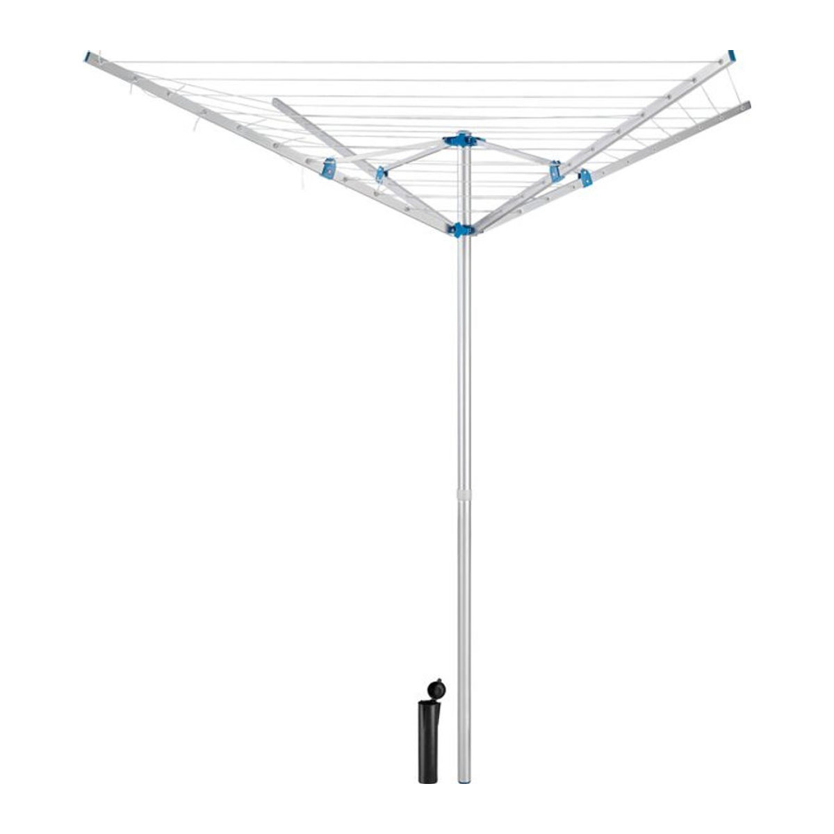 tectake Wäschespinne aus Aluminium, wetterfest, drehbar und stufenlos höhenverstellbar, B/T/H: 150 x 150 x 196 cm - Bild 1