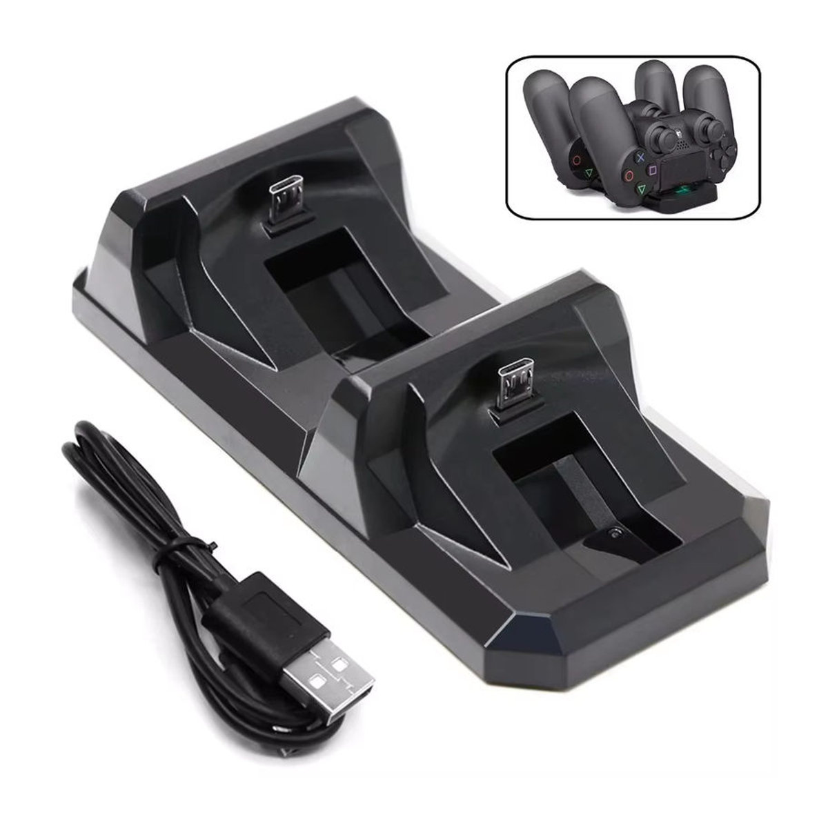 TECTINTER Dual USB Ladestation für Sony PlayStation 4 Controller in Schwarz - Bild 2