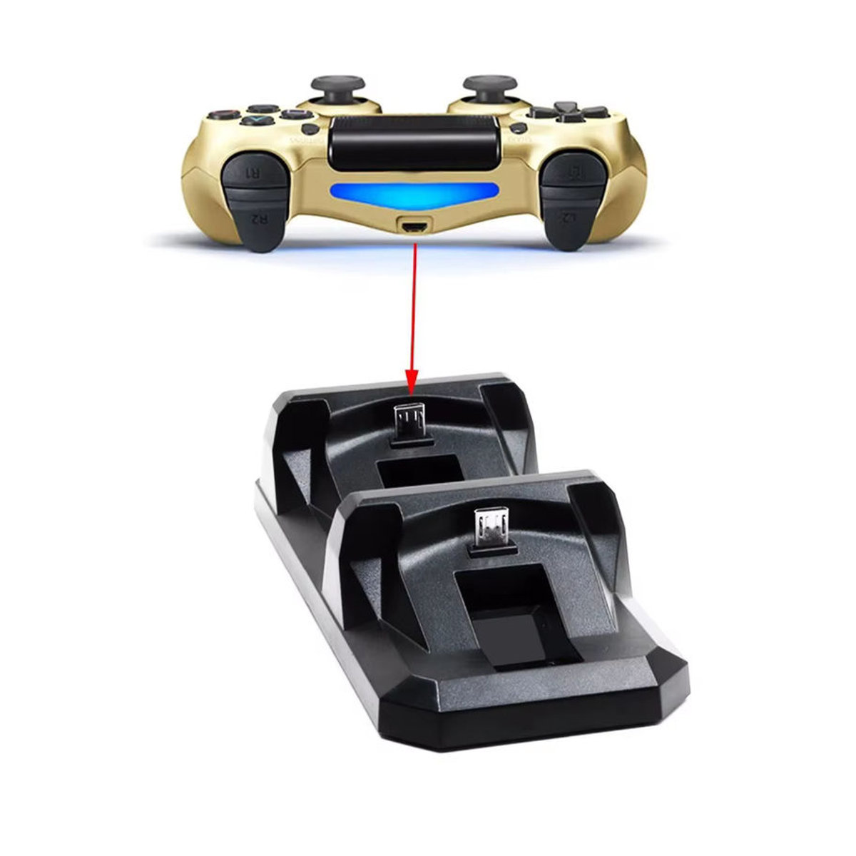 TECTINTER Dual USB Ladestation für Sony PlayStation 4 Controller in Schwarz - Bild 3