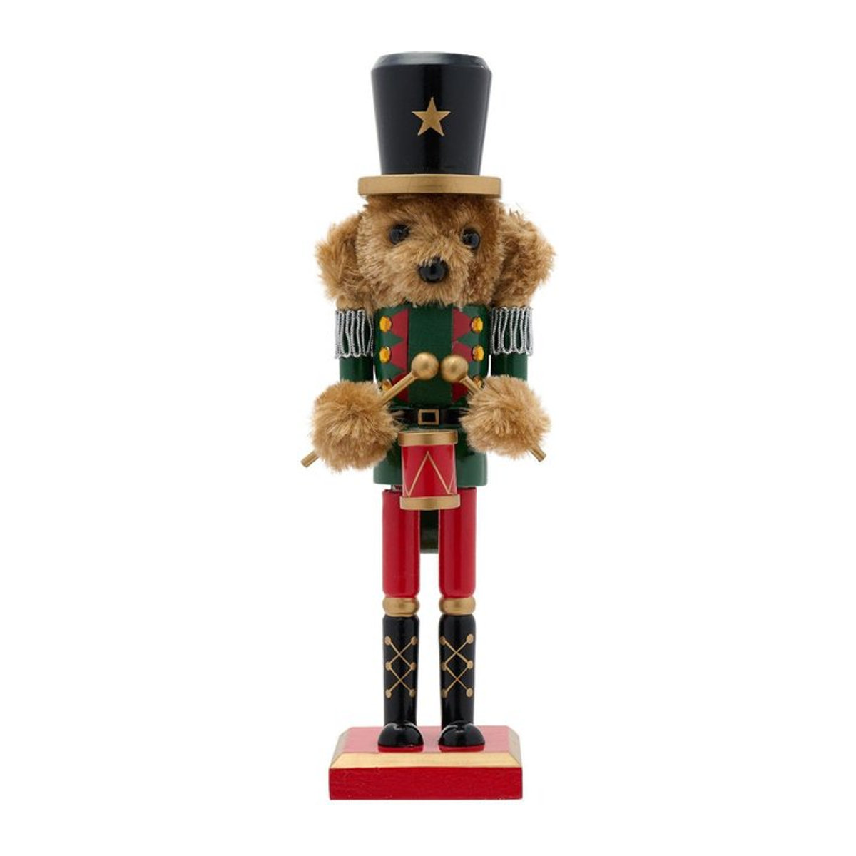 Teddybär Nussknacker aus Holz in Grün, 25 cm Höhe - Bild 1