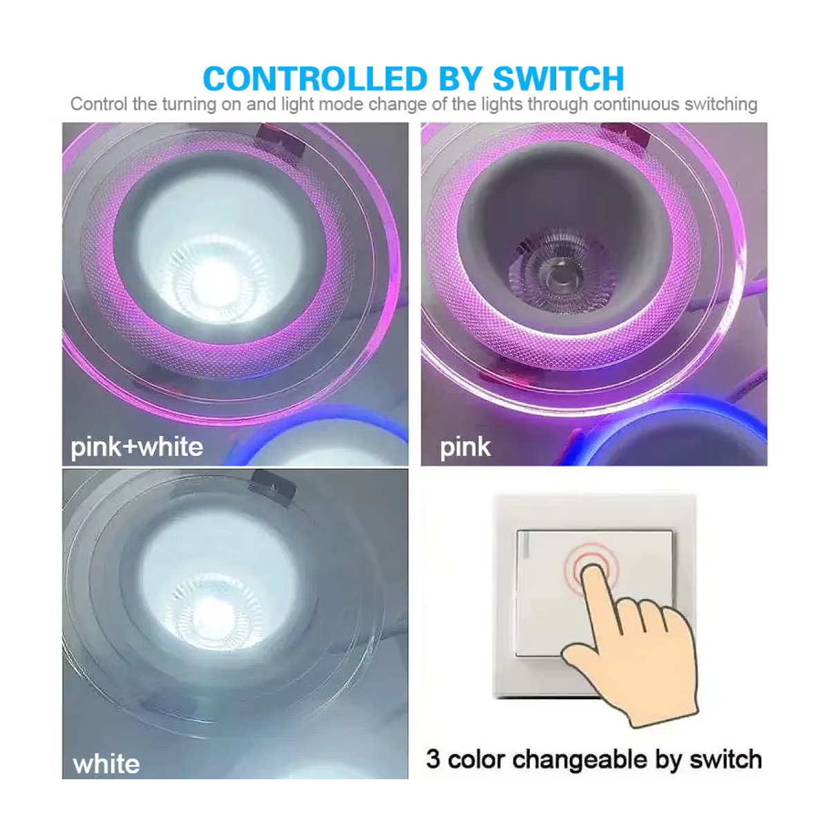 Teetealy LED Einbaustrahler in Weiß, 9W, minimalistisches Downlight mit 3 einstellbaren Farben - Bild 3