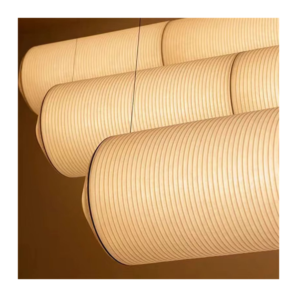 Tekio Horizontale Pendelleuchte aus weißem Papier im japanischen Wabi Sabi Design - Bild 4