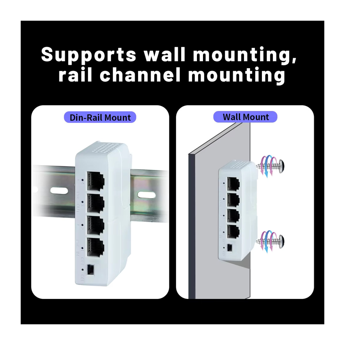 TelDaykemei 4 Port PoE Extender Netzwerk-Switch-Repeater in Weiß mit IEEE802.3af Plug & Play für PoE Switch NVR und IP-Kameras - Bild 4