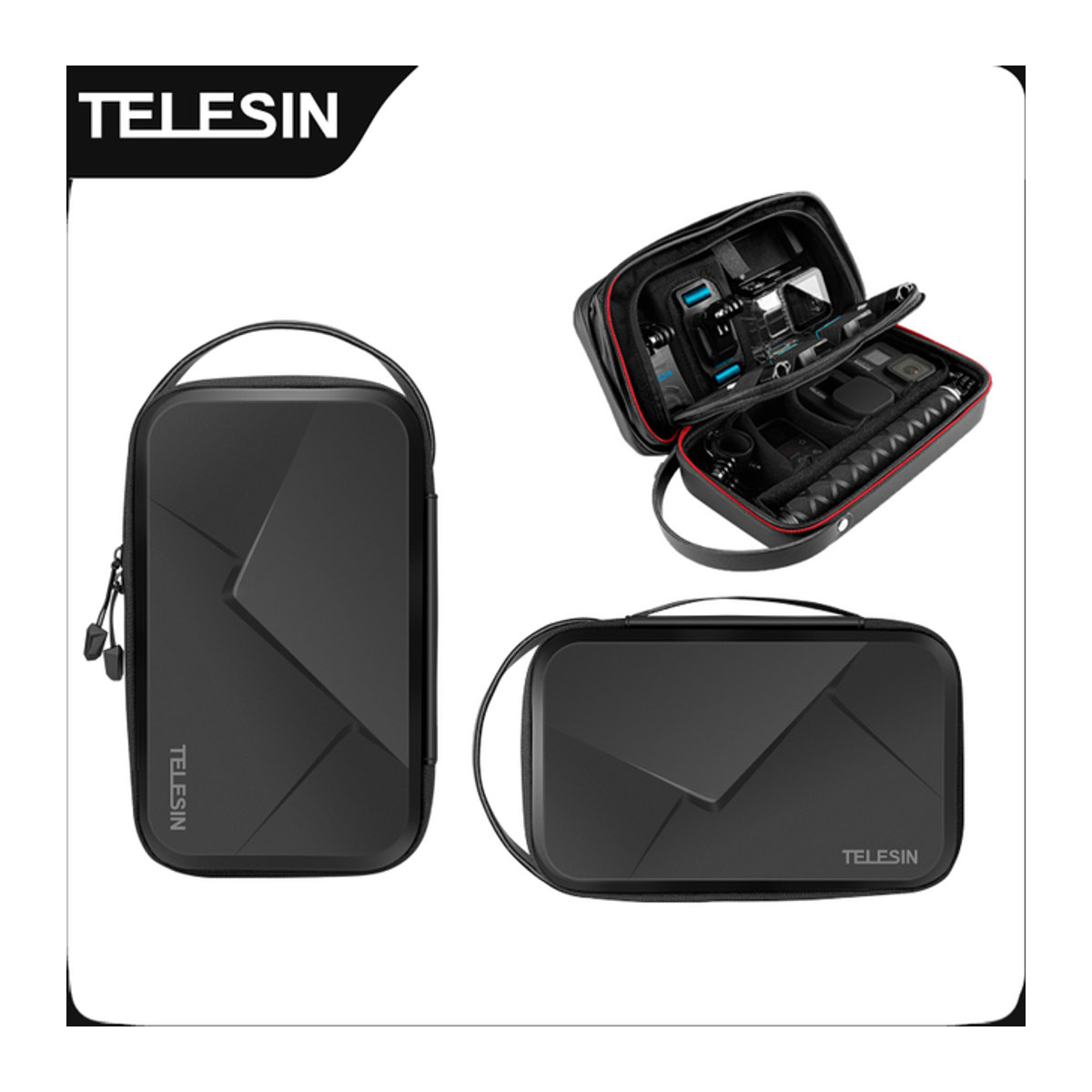 TELESIN Wasserdichte Zubehörtasche aus PU für GoPro Hero 13 12 11 10 9 8 7 6 und Insta360 Osmo Action - Bild 1