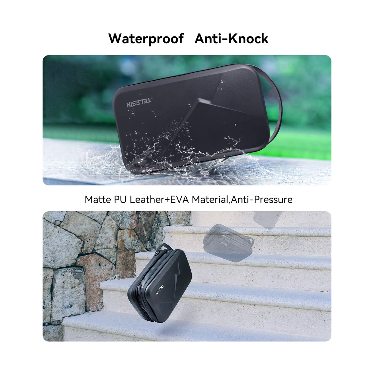 TELESIN Wasserdichte Zubehörtasche aus PU für GoPro Hero 13 12 11 10 9 8 7 6 und Insta360 Osmo Action - Bild 2