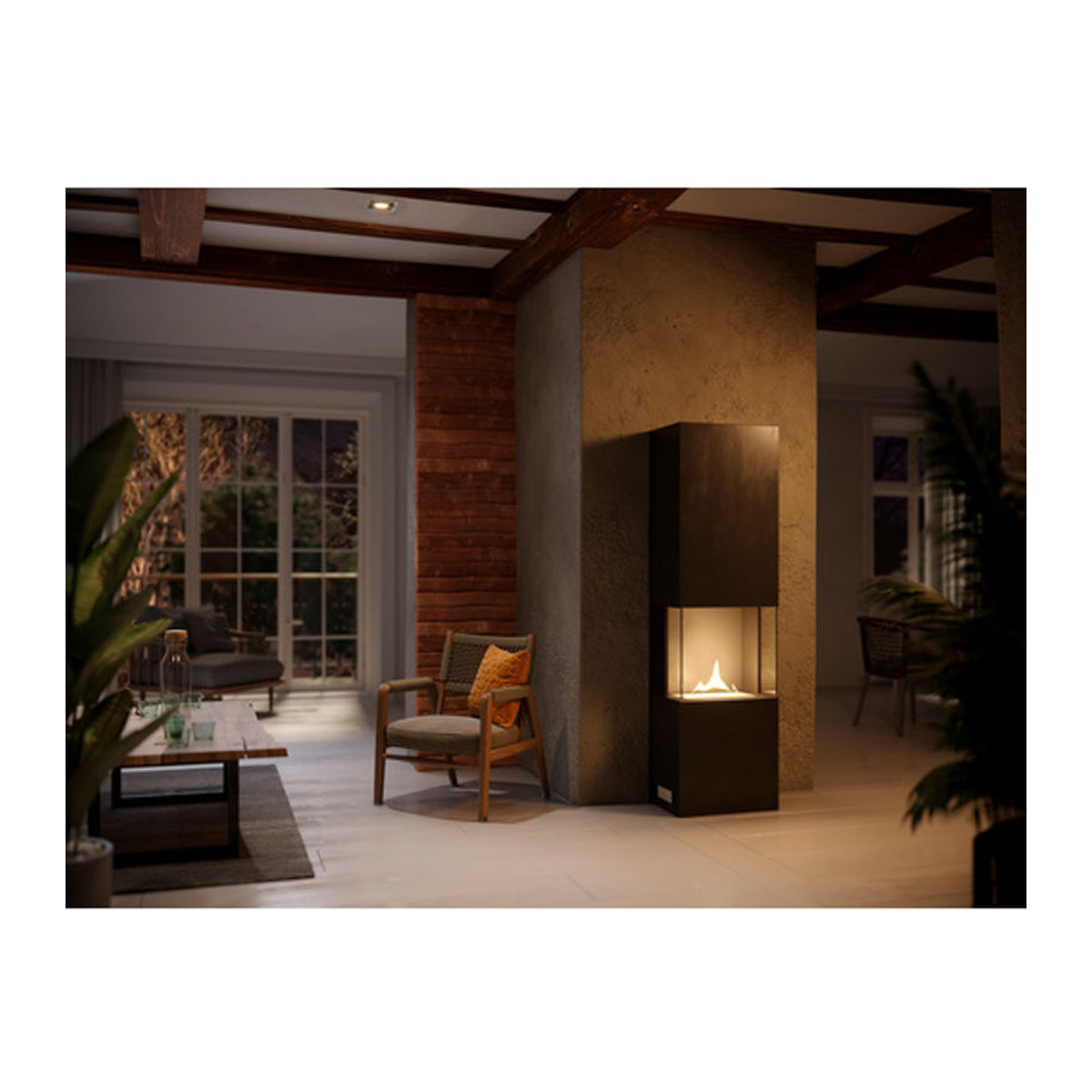 TENDERFLAME Dekokamin Indie aus Stahl in Schwarz, B/H/T: 50 x 170 x 34 cm - Bild 2