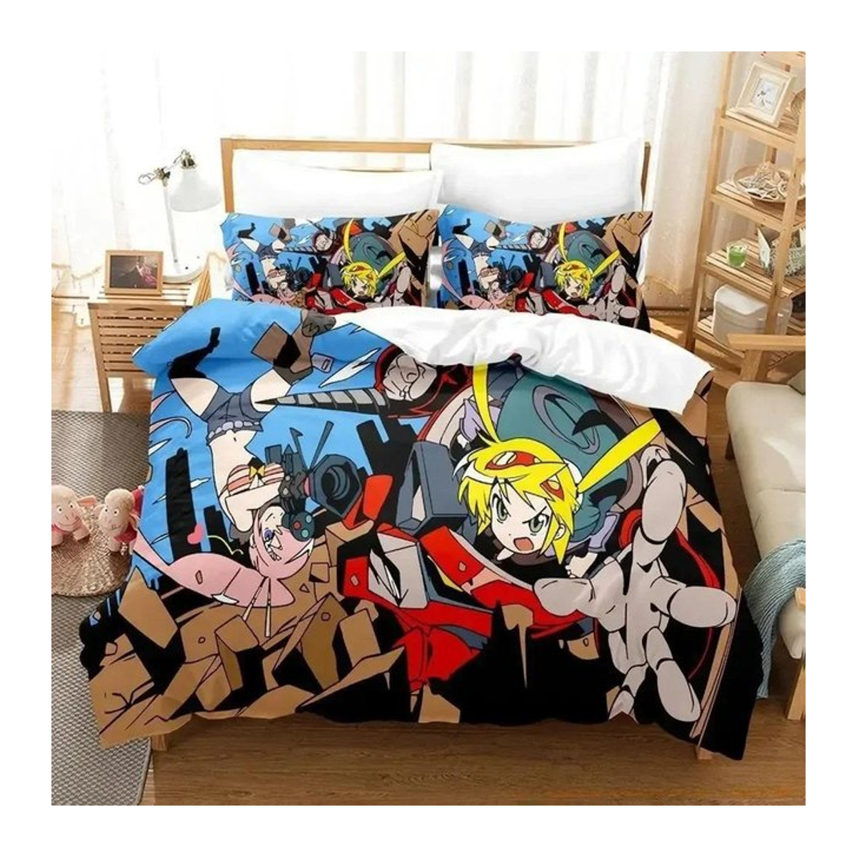 Tengen Toppa Gurren Lagann Bettwäsche-Set mit Deckenbezug und Kissenbezug, Multicolor, EU Single, B: 135 cm, L: 200 cm - Bild 1