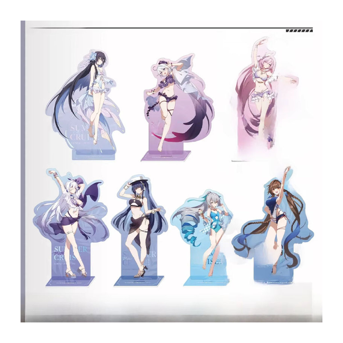TENNYALEN Honkai Impact 3 Acryl Aufsteller Anime Figuren Set mit Elysia, Seele, Kiana, Bronya und Mei in Sommer Badebekleidung, mehrfarbig - Bild 3