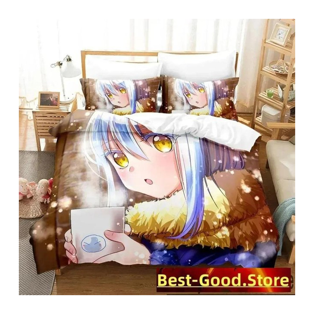 Tensura Rimuru Das Mal, als ich als Schleim wiedergeboren wurde Bettwäsche-Set mit Bettbezug und Steppdeckenbezug in US King Größe, Breite: 264 cm, Länge: 228 cm - Bild 1