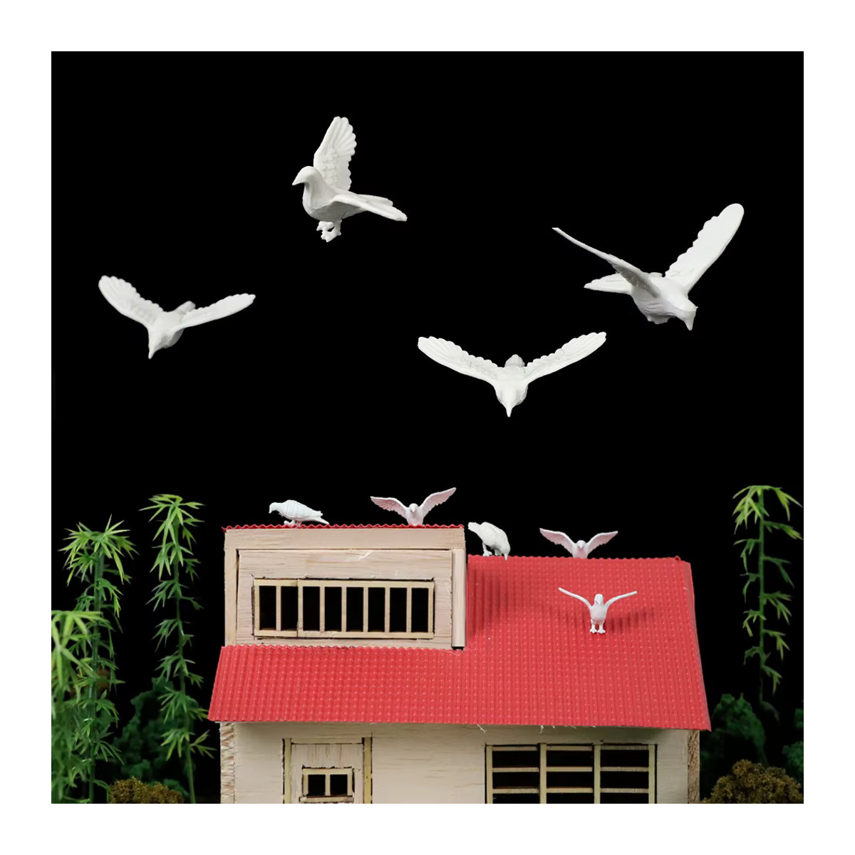 TERAYSUN Miniatur weiße Tauben aus Kunstharz als Dekoration für Puppenhaus, Garten Layout und Diorama - Bild 2
