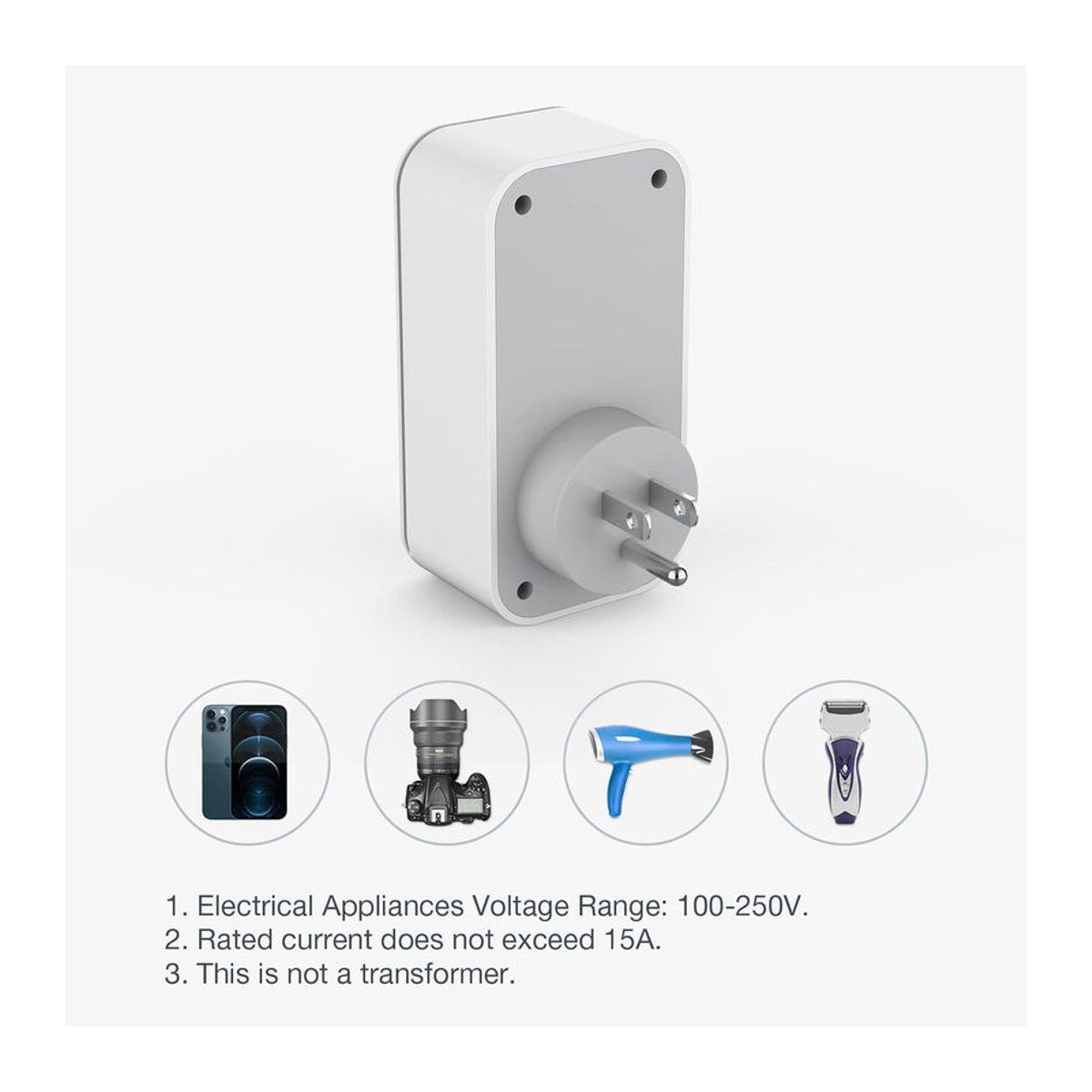 TESSAN Steckdosenadapter für USA Kanada Frankreich Mexiko Thailand mit 3 USB und 1 USB-C Port Typ B in Grau - Bild 2