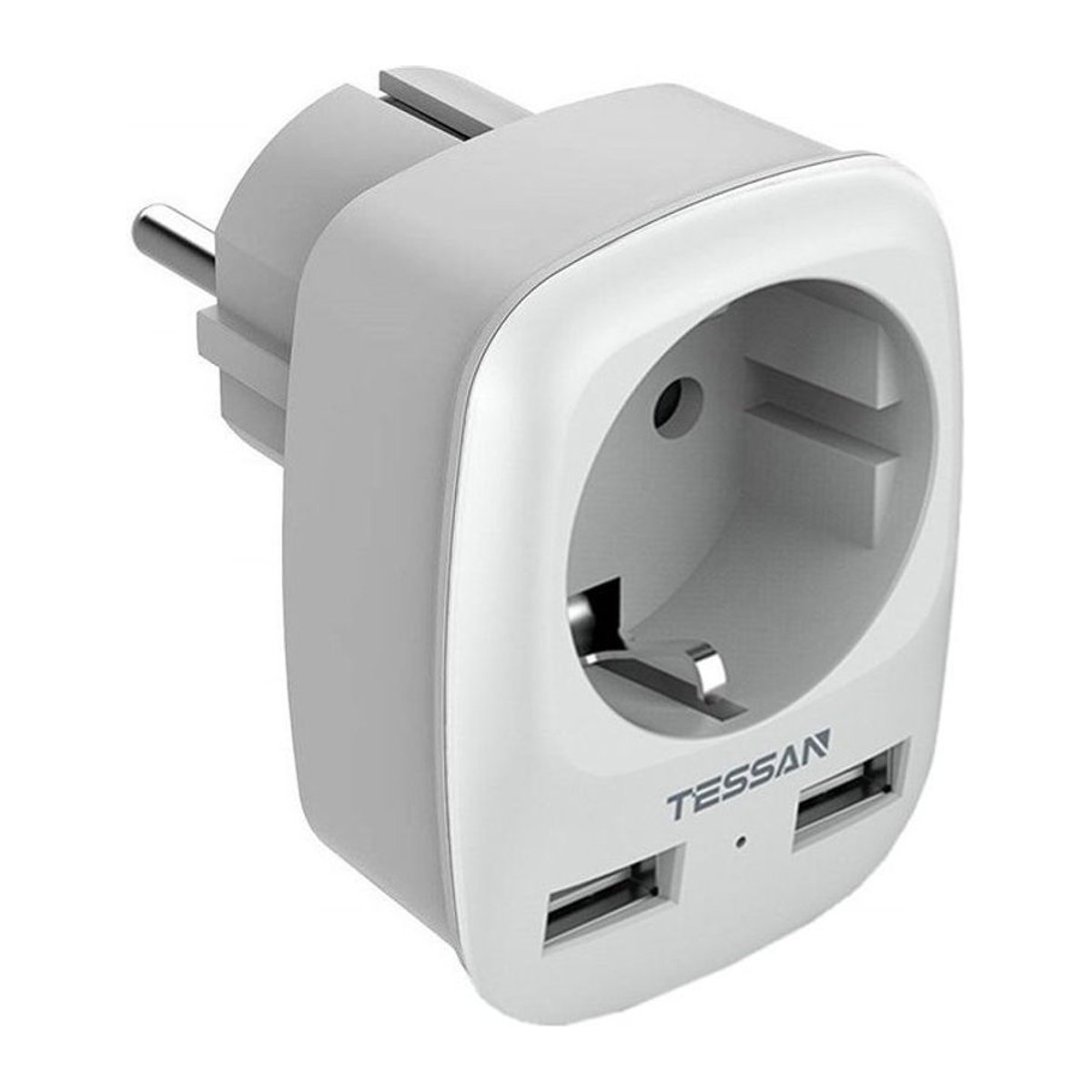 TESSAN Steckdosenleiste mit 1 AC-Ausgang und 2 USB-Anschlüssen in Grau - Bild 1