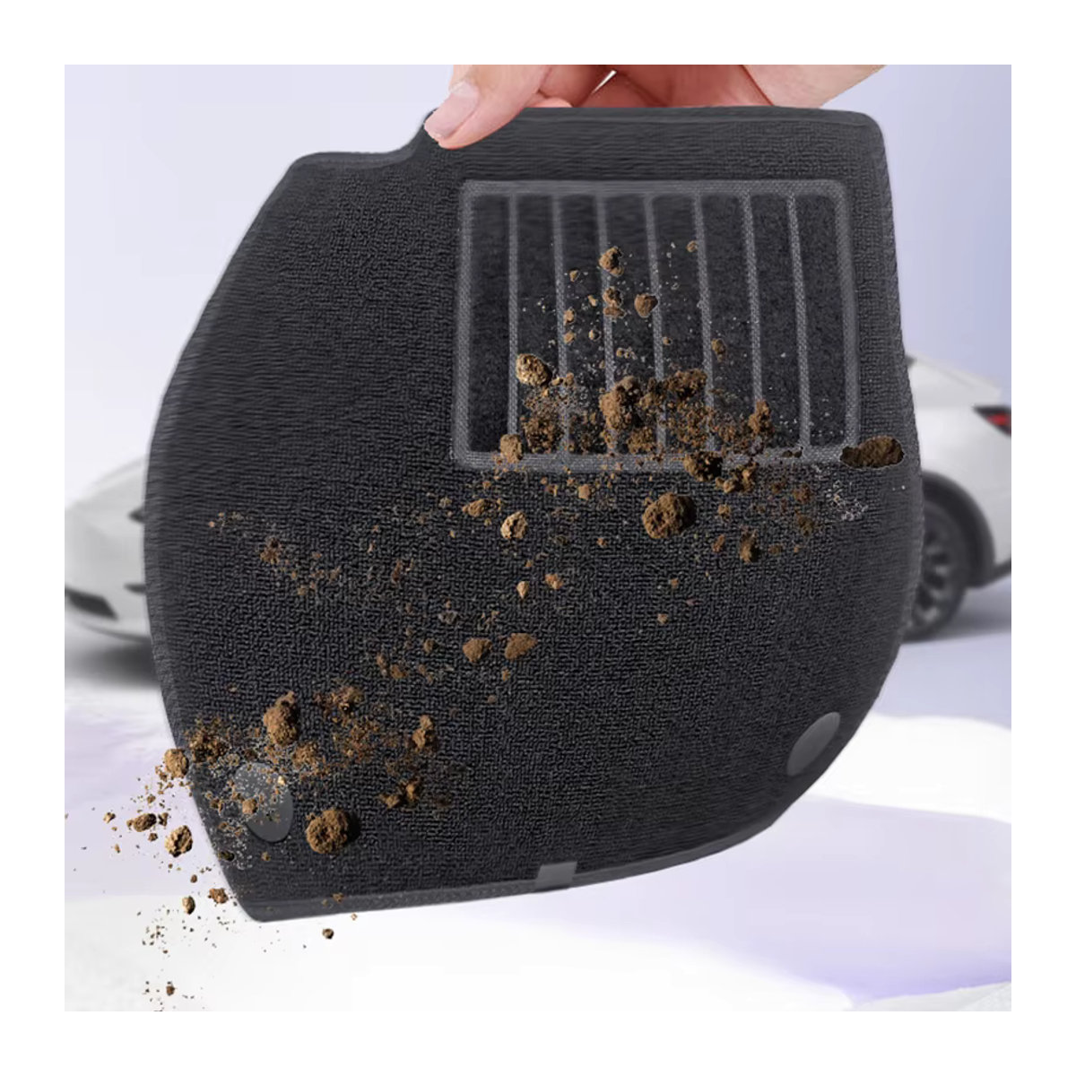 Tesupport Bodenmatte mit Teppich für Tesla Model 3 Highland 2025/2026, wasserdichter TPE-Bodenbelag in Schwarz - Bild 3