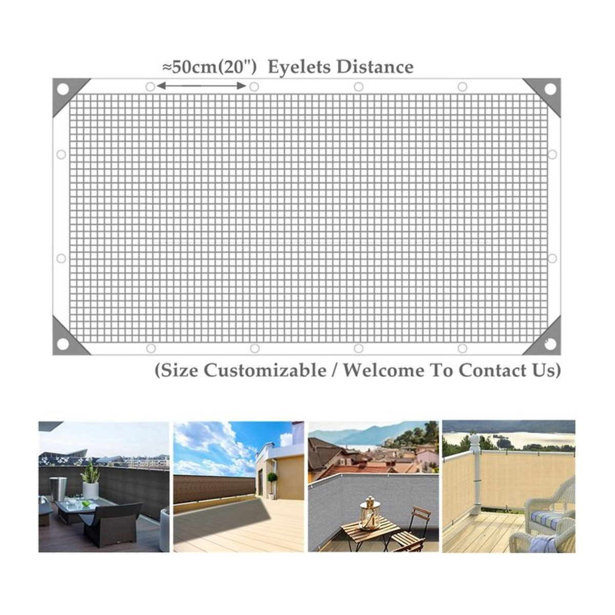 Tewango Balkon Sichtschutz und Sonnenschutz Netz für Terrasse und Garten in Beige oder Schwarz B/H: 200 x 200 cm - Bild 1