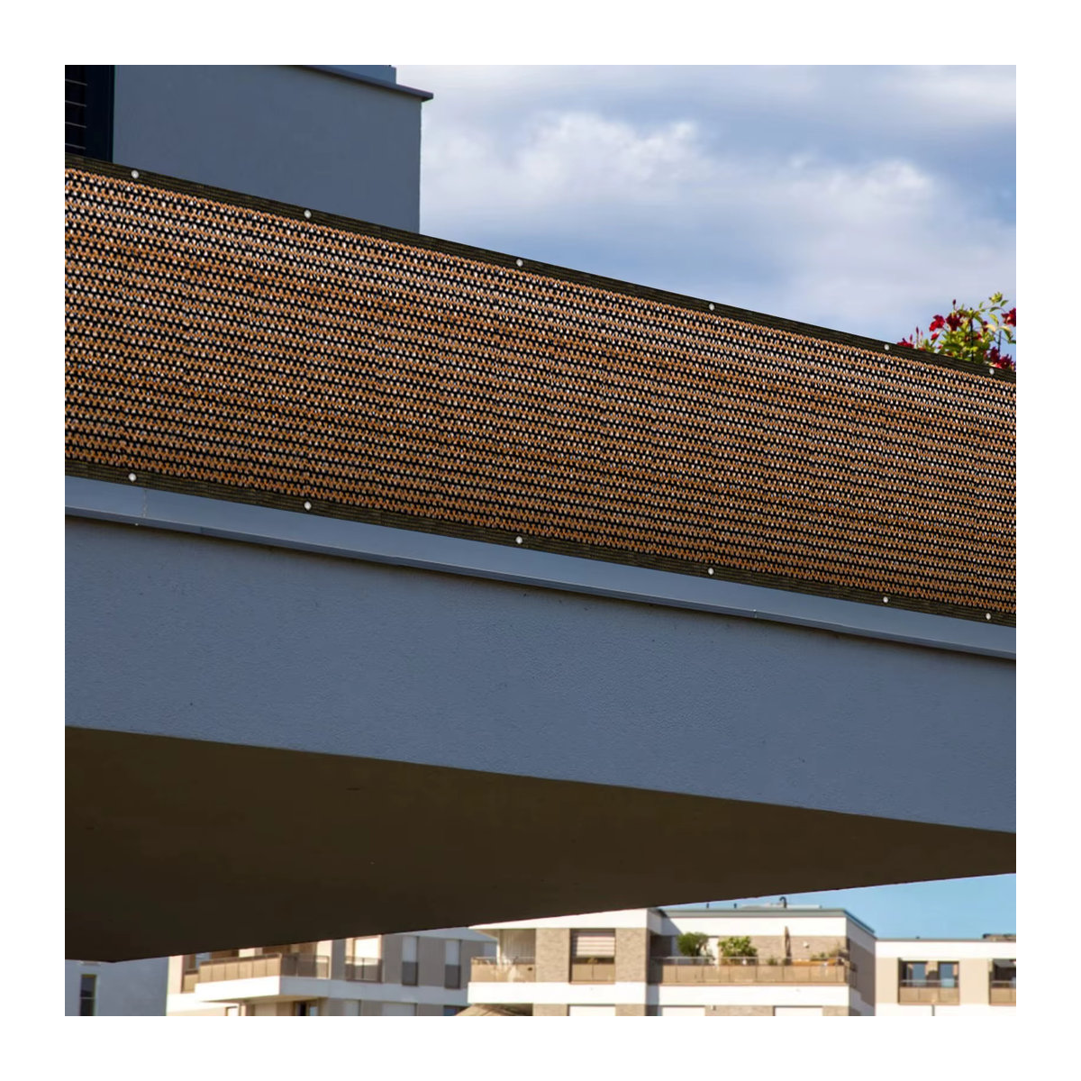 Tewango Balkon Sichtschutz und Sonnenschutz Netz für Terrasse und Garten in Beige oder Schwarz B/H: 200 x 200 cm - Bild 3
