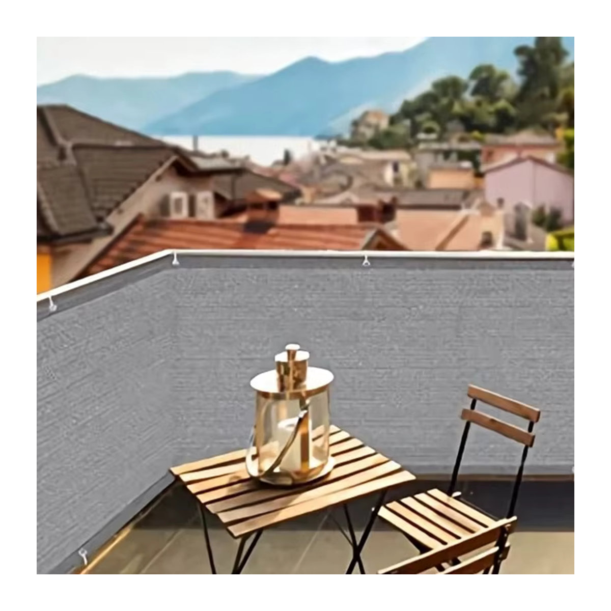Tewango Balkon Sichtschutz und Sonnenschutz Netz für Terrasse und Garten in Beige oder Schwarz B/H: 200 x 200 cm - Bild 4